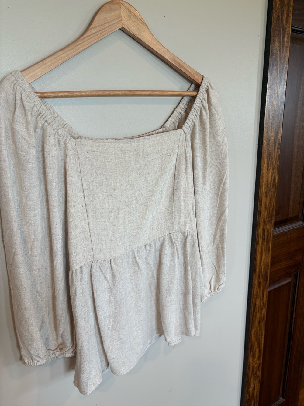 Off-Shoulder Peasant Blouse in Cream